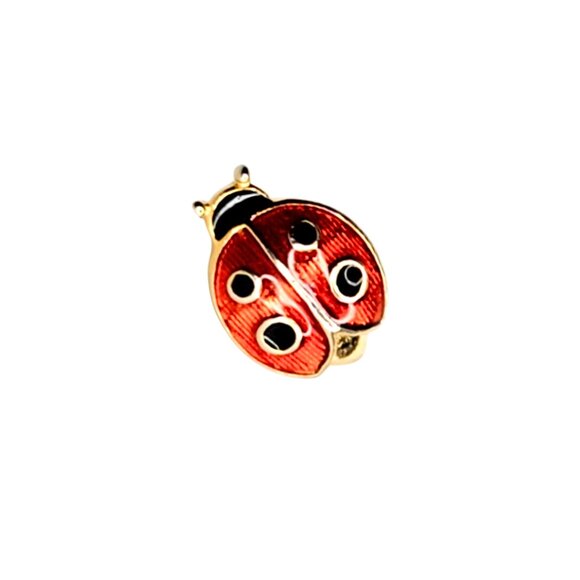 Vintage Avon Lucky Ladybug Tack Lapel Hat Pin Red Black Enamel Petite Gold Tone - Picture 1 of 2